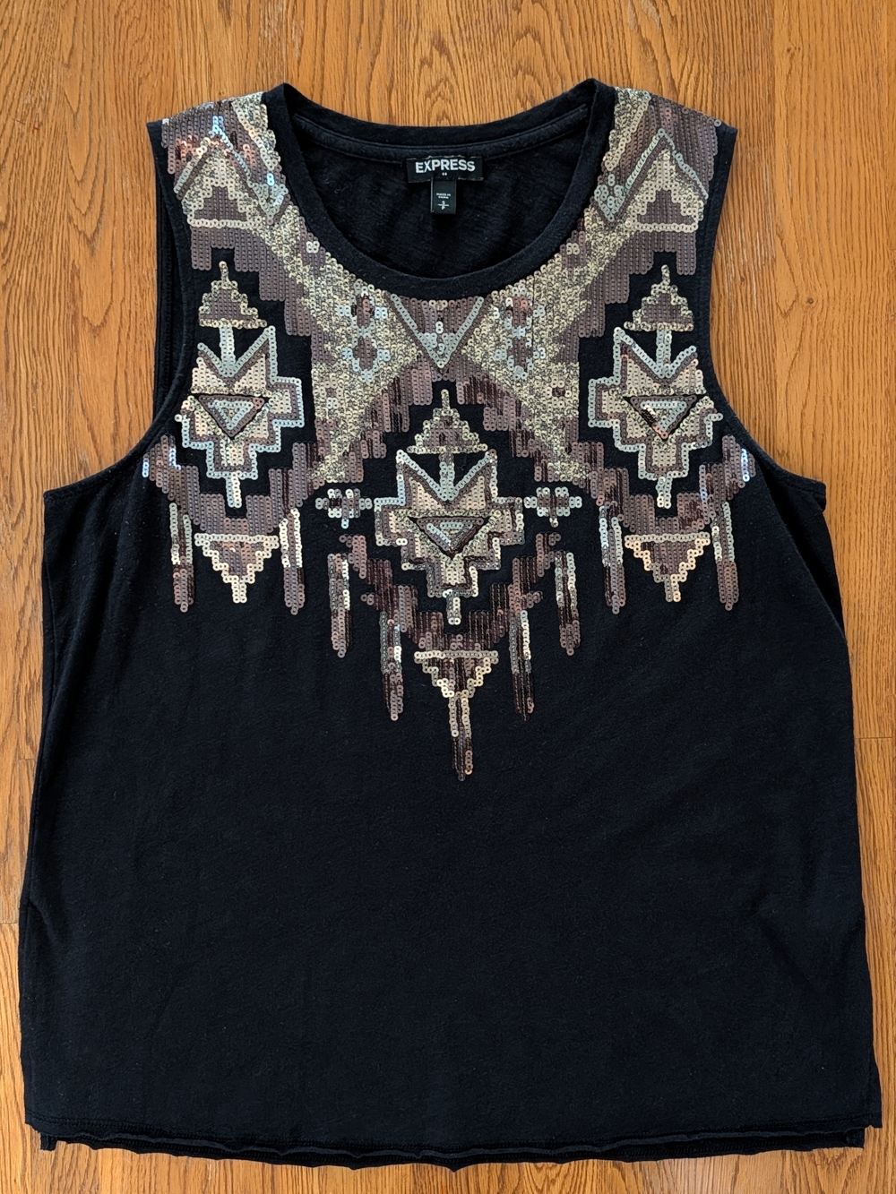 Express Black Sequin Embellished Sleeveless Top